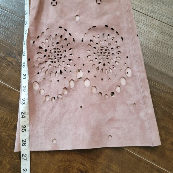 Rebecca Taylor Suede Pants Womens 6 Mocha Contemporary Boho Western Lace - Picture 8 of 10